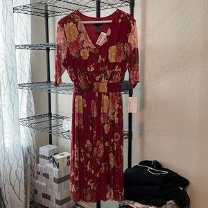 Burgundy Floral Dress